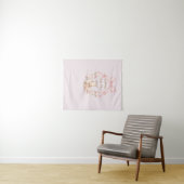 Roze teddybeer babyshower achtergrond wandkleed (In Situ (horizontaal))