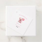 Roze teddybeer babyshower bedankjes labels (In situ)