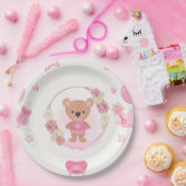 Roze teddybeer babyshower bord (Feest)