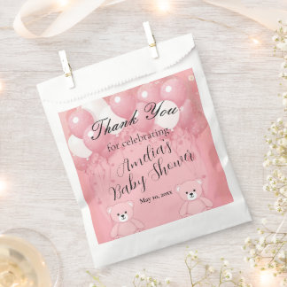 Roze teddybeer babyshower favor tasje bedankzakje