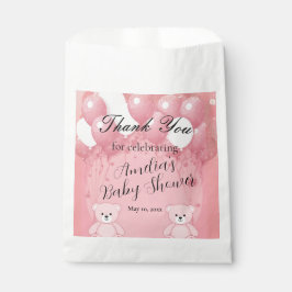 Roze teddybeer babyshower favor tasje bedankzakje