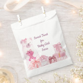 Roze teddybeer babyshower favor zak bedankzakje (Geknipt)