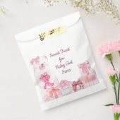 Roze teddybeer babyshower favor zak bedankzakje (Gezegeld)