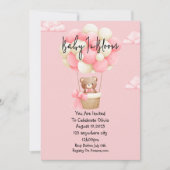 roze teddybeer babyshower kaart (Voorkant)