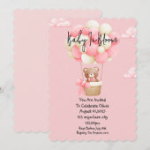 roze teddybeer babyshower kaart (Voorkant / Achterkant)