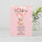 roze teddybeer babyshower kaart (Staand voorkant)