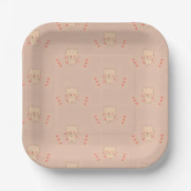 Roze teddybeer babyshower papieren borden