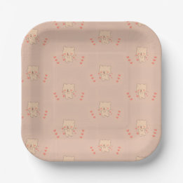 Roze teddybeer babyshower papieren borden bordje