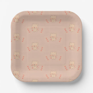 Roze teddybeer babyshower papieren borden bordje