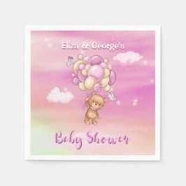 Roze teddybeer babyshower servet