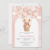 Roze Teddybeer Babyshower Uitnodiging (Voorkant)