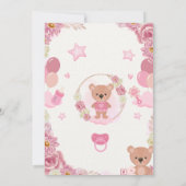 Roze Teddybeer Babyshower Uitnodiging (Achterkant)