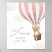 Roze Teddybeer ballon Baby shower gunsten teken Poster (Voorkant)