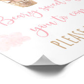 Roze Teddybeer ballon Baby shower voorkeursteken Poster (Hoek)