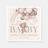 Roze Teddybeer ballon meisje Baby shower servetten (Voorkant)