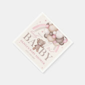 Roze Teddybeer ballon meisje Baby shower servetten (Hoek)