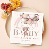 Roze Teddybeer ballon meisje Baby shower servetten