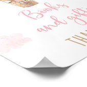 Roze Teddybeer ballonnen Baby shower cadeaubordje Poster (Hoek)