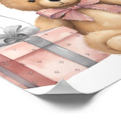 Roze teddybeer ballonnen babyshower welkom poster (Hoek)
