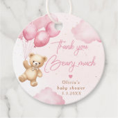 Roze teddybeer ballonnen Dank je wel bary veel Bedankjes Labels (Voorkant)