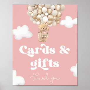 Roze teddybeer ballonnen Kaarten en geschenken Poster