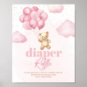 Roze teddybeer ballonnen Luier raffle Poster (Voorkant)