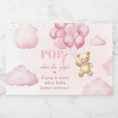 Roze teddybeer ballonnen Poppen het als ze poppen Sparkling Wijnetiket (Enkel label)