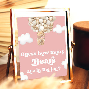 Roze teddybeer ballonnen raden hoeveel Beren Poster