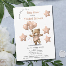 Roze teddybeer ballonnen sterren meisje baby showe