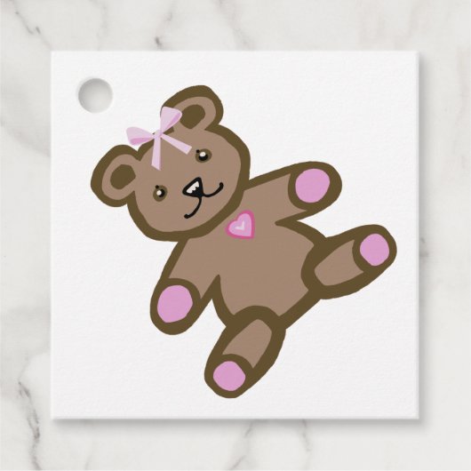 Roze teddybeer bedankjes labels (Voorkant)