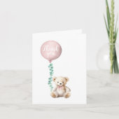 Roze Teddybeer Bedankkaart (Voorkant)