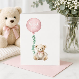 Roze Teddybeer Bedankkaart