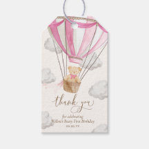 Roze teddybeer bedankt Beary eerste verjaardag