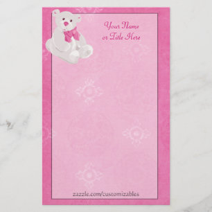 Roze teddybeer Briefpapier