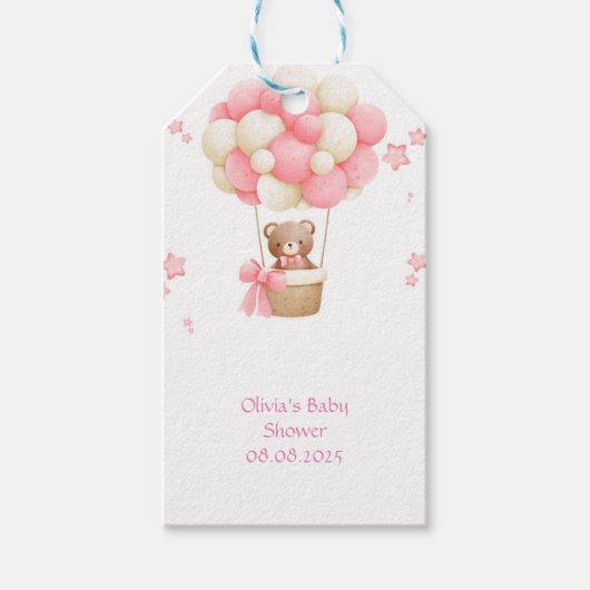 Roze teddybeer  cadeaulabel (Voorkant)