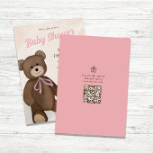 Roze  teddybeer Custom Baby shower Kaart