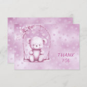 Roze Teddybeer Dank je kaart (Voorkant / Achterkant)