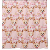 Roze teddybeer douchegordijnen voor meisjes (Voorkant)