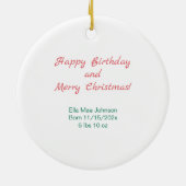 Roze teddybeer eerste kerst keramisch ornament (Achterkant)