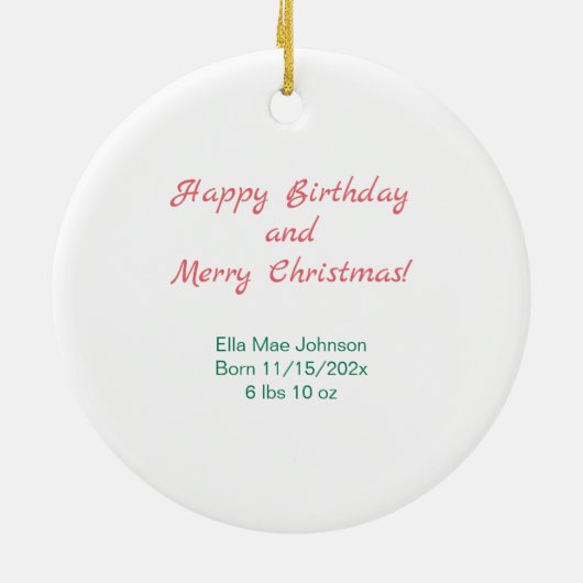 Roze teddybeer eerste kerst keramisch ornament (Achterkant)