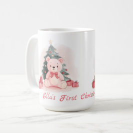 Roze teddybeer eerste kerst Mok