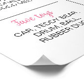 Roze Teddybeer Eerste Verjaardag Mijlpaal teken Poster (Hoek)