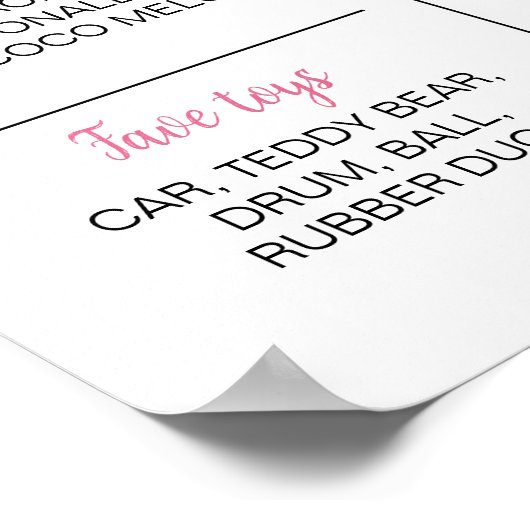 Roze Teddybeer Eerste Verjaardag Mijlpaal teken Poster (Hoek)