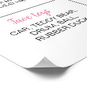 Roze Teddybeer Eerste Verjaardag Mijlpaal teken Poster (Hoek)