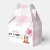 Roze Teddybeer Eerste Verjaardagsfeestje Favor Box Bedankdoosjes (Achterkant)
