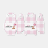 Roze Teddybeer Eerste Verjaardagsfeestje Favor Box Bedankdoosjes (Uitgevouwen)