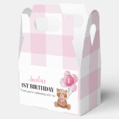Roze Teddybeer Eerste Verjaardagsfeestje Favor Box Bedankdoosjes (Geopend)
