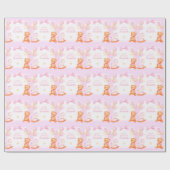 Roze teddybeer en schommelpaard cadeaupapier (Vlak)