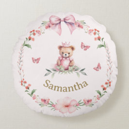 Roze teddybeer fantasieën rond kussen