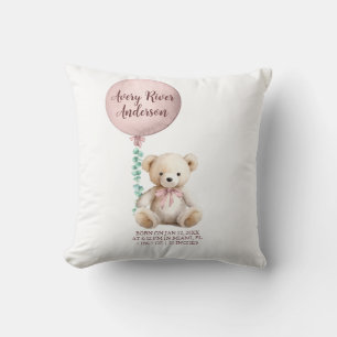 Roze teddybeer geboorte statistieken baby kussen